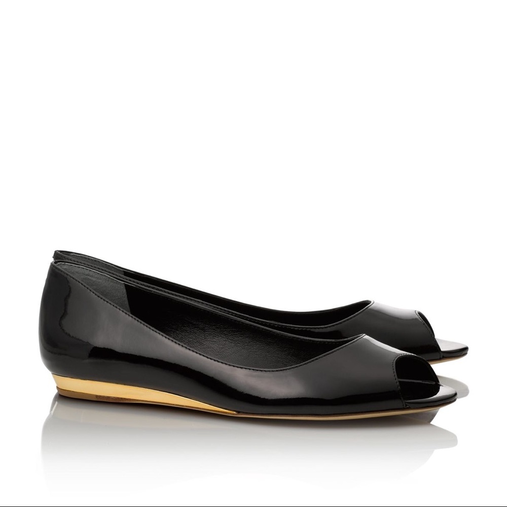 Tory Burch Cornelia Open Toe Patent Leather Flats